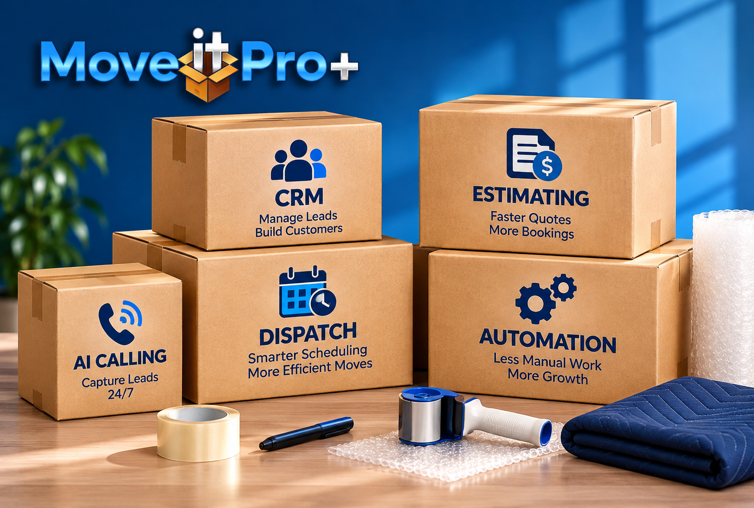 MoveitPro+ CRM, estimating, dispatch, AI calling and automation in one platform
